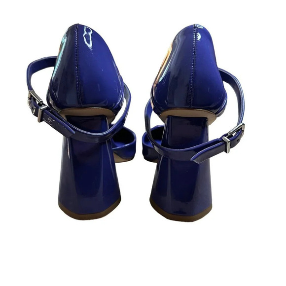 Gianni Bini Marlee Patent Pumps Ankle Strap Cylinder Heel Purple Blue Size 6.5 - Picture 5 of 10